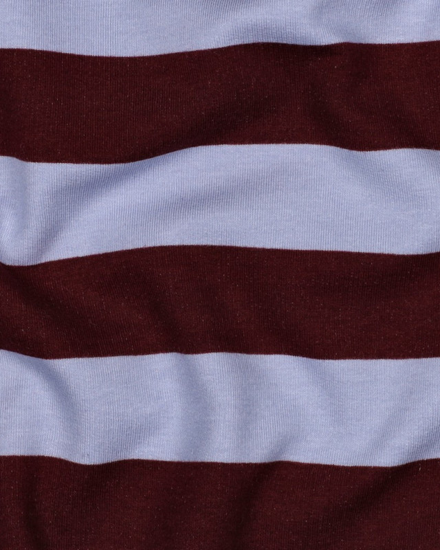 Tissu Sweat à Rayures Bleu et Bordeaux - Mercerine