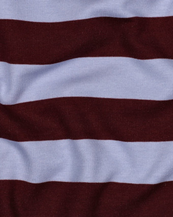 Tissu Sweat à Rayures Bleu et Bordeaux - Mercerine
