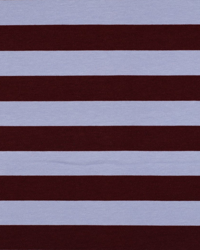 Tissu Sweat à Rayures Bleu et Bordeaux - Mercerine
