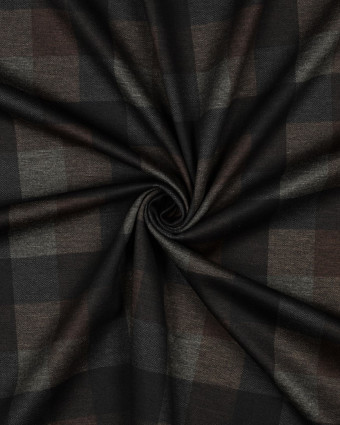 Tissu Punta Vincenza Stretch à Carreaux Noirs et Marrons - Mercerine