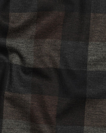 Tissu Punta Vincenza Stretch à Carreaux Noirs et Marrons - Mercerine