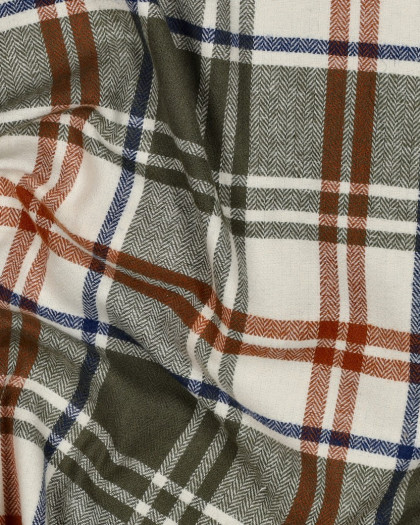 Tissu Flanelle à Carreaux Vert Kaki - Mercerine