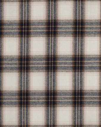 Tissu Flanelle à Carreaux Beige et Bleu Marine - Mercerine