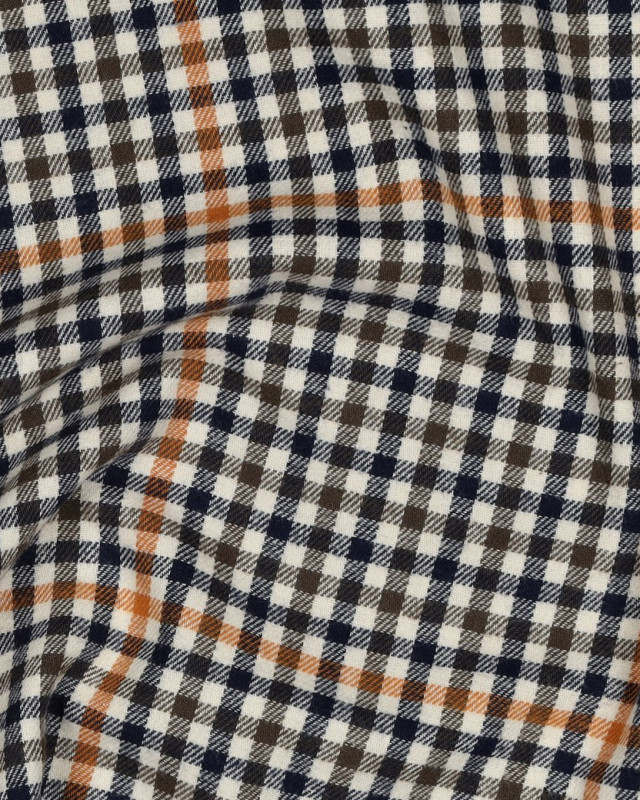 Tissu Flanelle Petits Carreaux Bleu Marine et Kaki - Mercerine