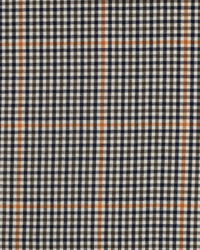 Tissu Flanelle Petits Carreaux Bleu Marine et Kaki - Mercerine