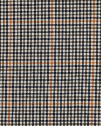Tissu Flanelle Petits Carreaux Bleu Marine et Kaki - Mercerine