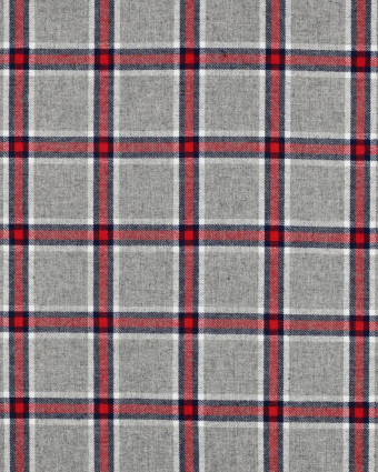 Tissu Flanelle à Carreaux Gris et Rouge - Mercerine