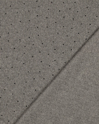 Tissu Effet Lainage Pied de Poule Gris et Strass Noir - Mercerine