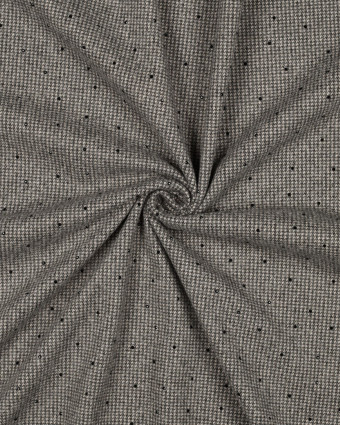 Tissu Effet Lainage Pied de Poule Gris et Strass Noir - Mercerine