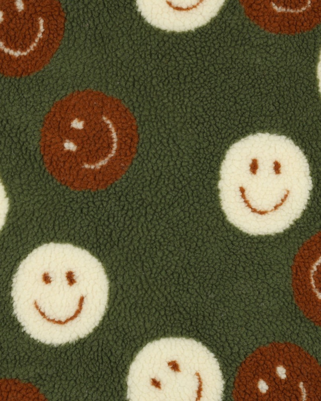 Tissu Sherpa Smiley Kaki - Mercerine