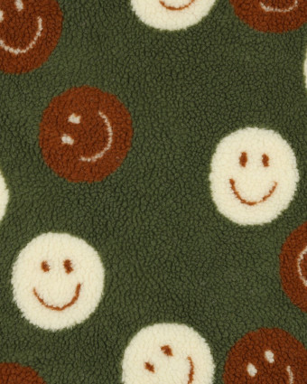 Tissu Sherpa Smiley Kaki - Mercerine