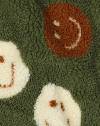 Tissu Sherpa Smiley Kaki - Mercerine