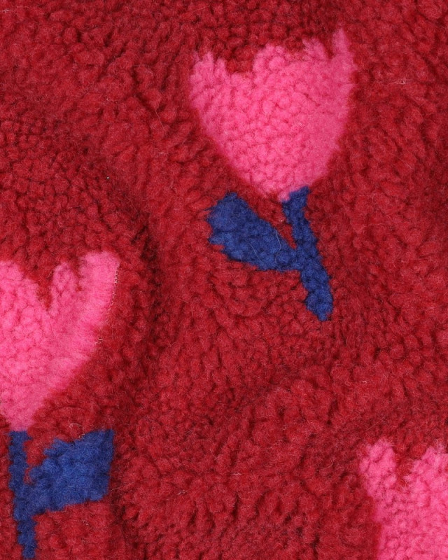 Tissu Sherpa Tulipes Bordeaux - Mercerine