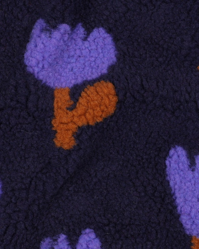 Tissu Sherpa Tulipes Bleu Marine - Mercerine