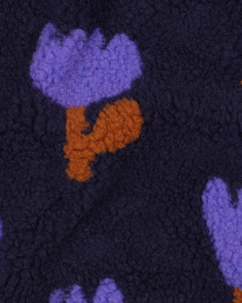 Tissu Sherpa Tulipes Bleu Marine - Mercerine