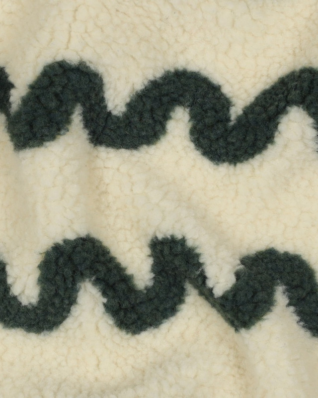 Tissu Sherpa Ecru Wave Vert Foncé - Mercerine