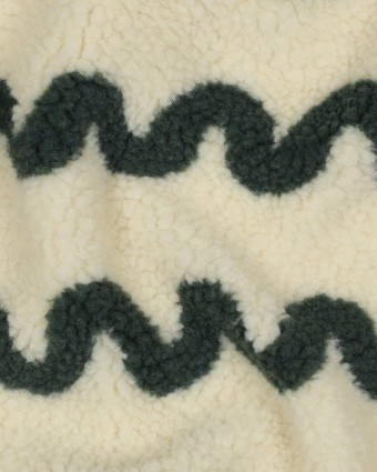 Tissu Sherpa Ecru Wave Vert Foncé - Mercerine