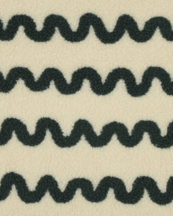 Tissu Sherpa Ecru Wave Vert Foncé - Mercerine