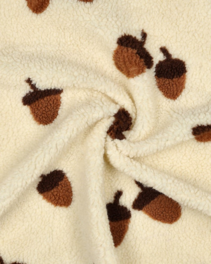 Tissu Sherpa Ecru Motif Gland - Mercerine