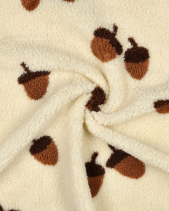 Tissu Sherpa Ecru Motif Gland - Mercerine