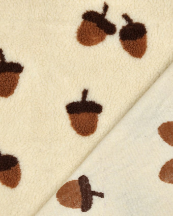 Tissu Sherpa Ecru Motif Gland - Mercerine