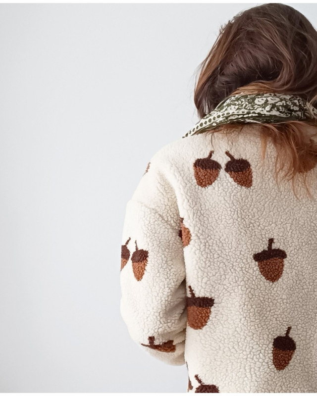 Tissu Sherpa Ecru Motif Gland - Mercerine