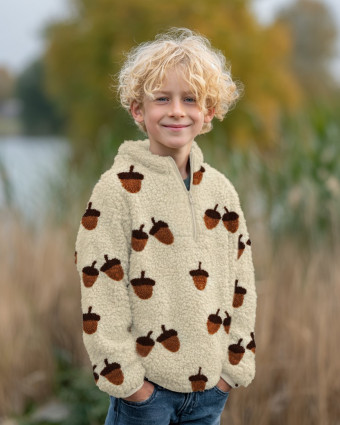 Tissu Sherpa Ecru Motif Gland - Mercerine