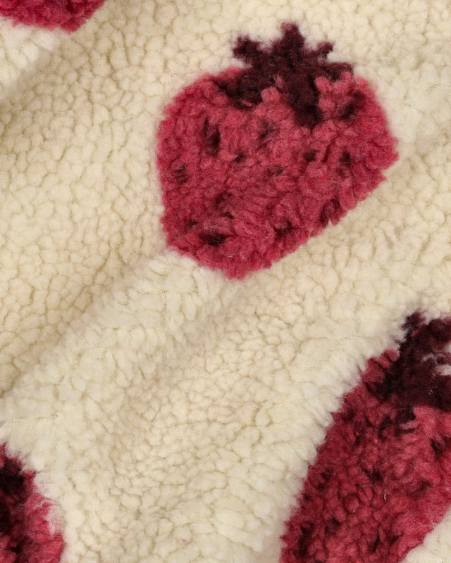 Tissu Sherpa Motif Fraise - Mercerine
