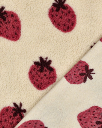 Tissu Sherpa Motif Fraise - Mercerine