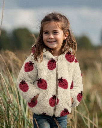 Tissu Sherpa Motif Fraise - Mercerine