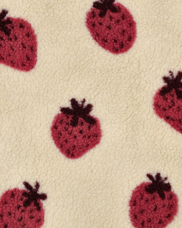 Tissu Sherpa Motif Fraise - Mercerine