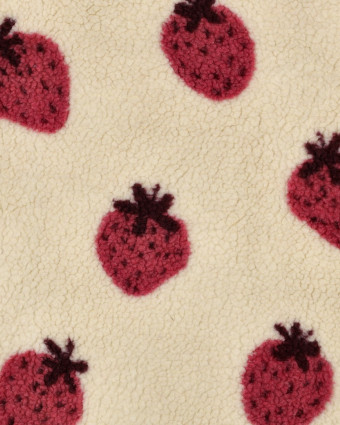 Tissu Sherpa Motif Fraise - Mercerine