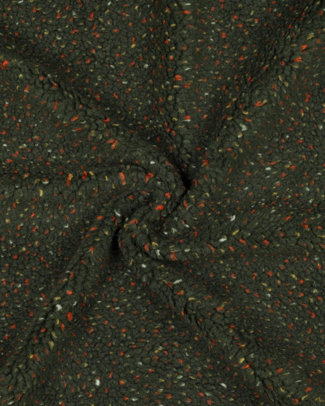Tissu Sherpa Vert Kaki Chiné - Mercerine
