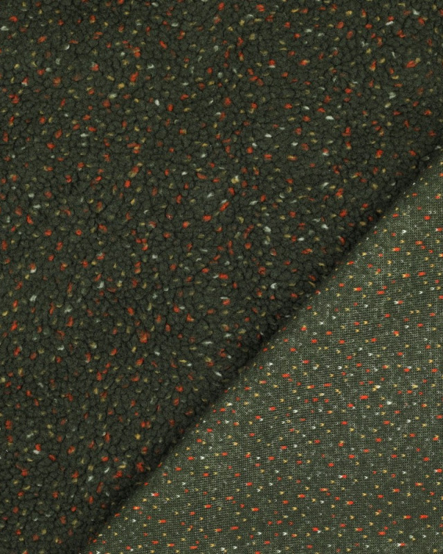 Tissu Sherpa Vert Kaki Chiné - Mercerine