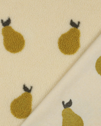 Tissu Sherpa Beige Motif Poire - Mercerine