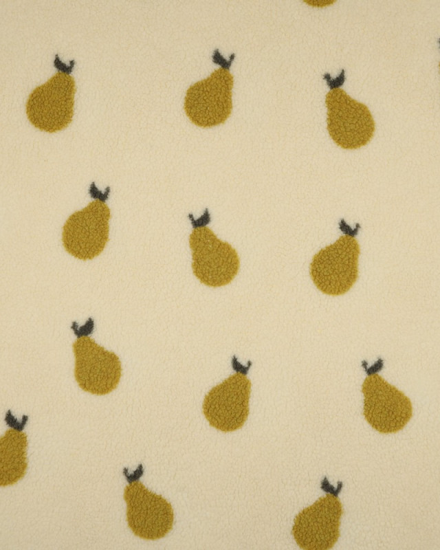 Tissu Sherpa Beige Motif Poire - Mercerine
