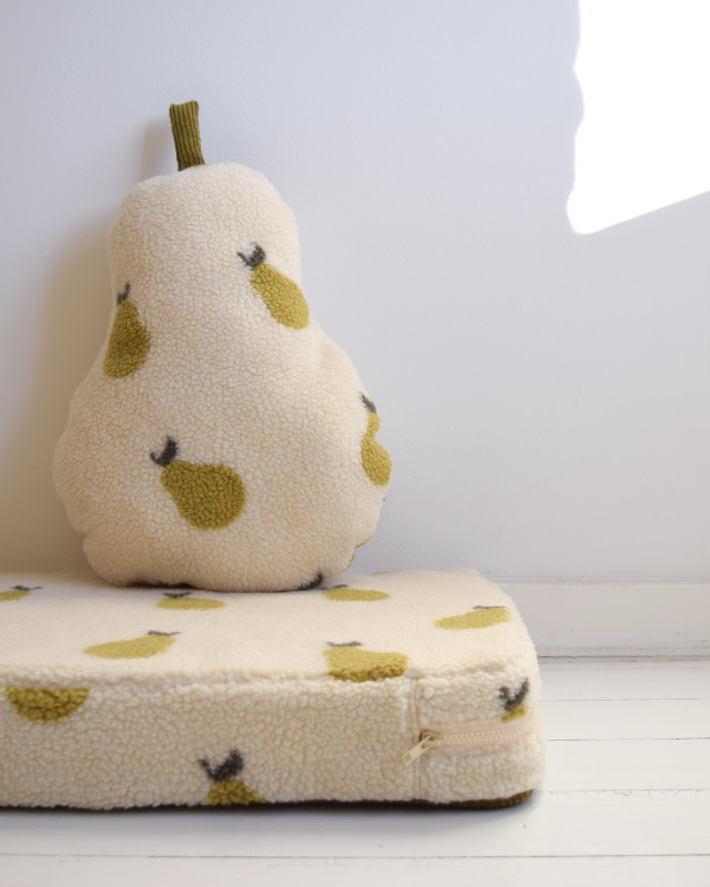 Tissu Sherpa Beige Motif Poire - Mercerine