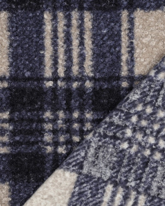 Tissu Bouclette à Carreaux Bleu Marine - Mercerine
