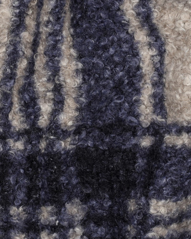 Tissu Bouclette à Carreaux Bleu Marine - Mercerine