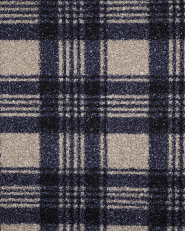 Tissu Bouclette à Carreaux Bleu Marine - Mercerine