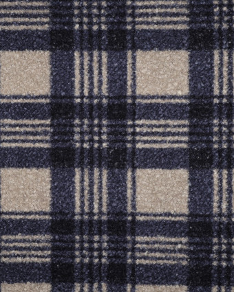 Tissu Bouclette à Carreaux Bleu Marine - Mercerine