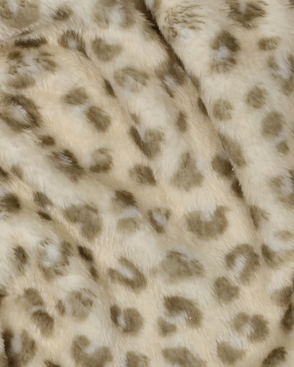 Tissu Doudou Polaire Double Face Léopard Kaki Fond Ecru - Mercerine