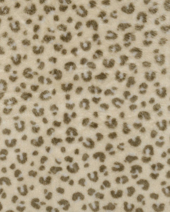 Tissu Doudou Polaire Double Face Léopard Kaki Fond Ecru - Mercerine