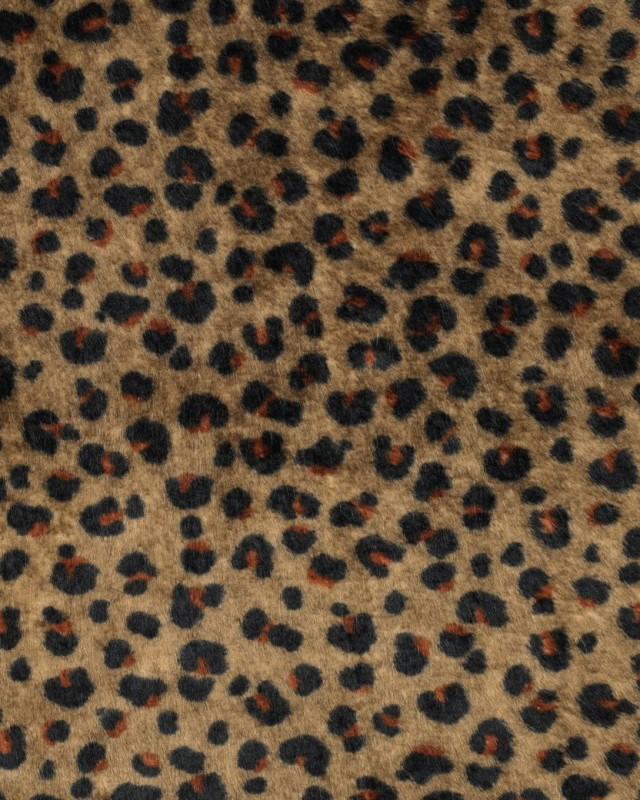 Tissu Doudou Polaire Double Face Léopard Kaki - Mercerine