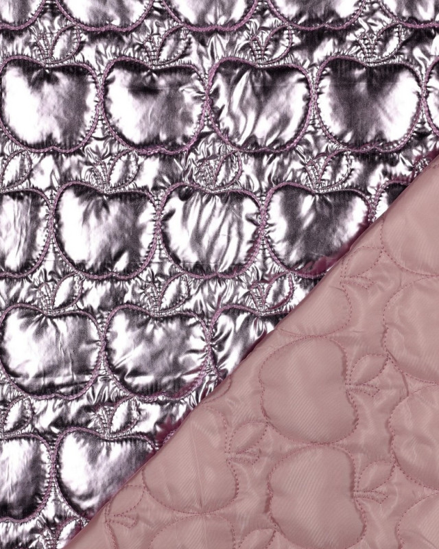 Tissu Doudoune Rose Pommes Bordées - Mercerine