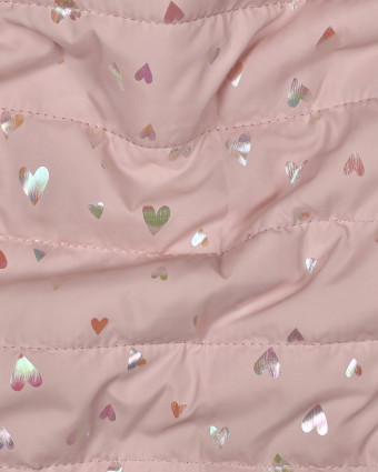 Tissu Doudoune Rose Clair Petis Cœurs Holographique - Mercerine