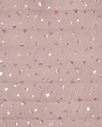 Tissu Doudoune Rose Clair Petis Cœurs Holographique - Mercerine