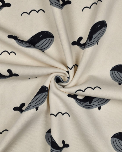 Tissu Sweat Jogging Baleine Fond Ecru - Mercerine