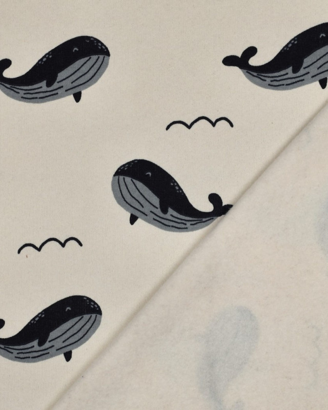 Tissu Sweat Jogging Baleine Fond Ecru  - Mercerine