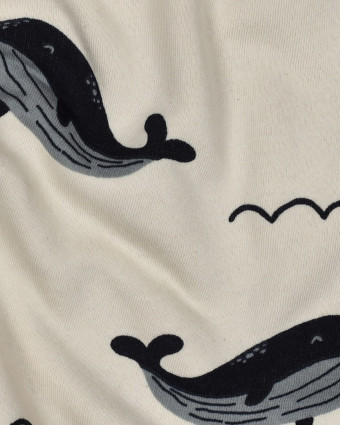 Tissu Sweat Jogging Baleine Fond Ecru  - Mercerine